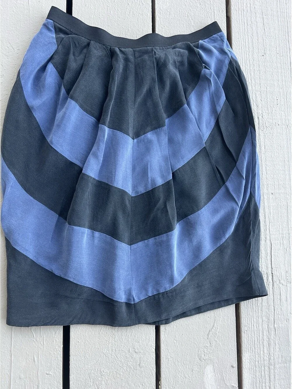 Vintage MM Couture by Miss Me Women Black Purple Chevron Silk Skirt S Y2K